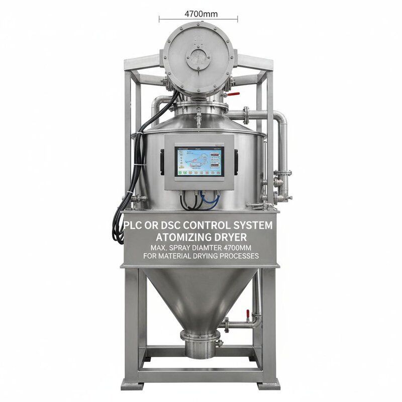 PLCまたはDSC制御システム 最大噴霧直径4700mmの原子化ドライヤー 材料の乾燥プロセスのために設計